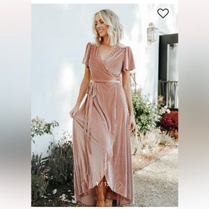 Baltic Born Andi Ribbed Velvet Wrap Bridesmaid Dress Size M